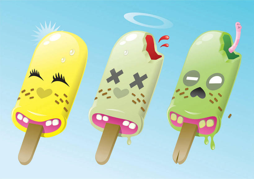 无人,横图,咬,蓝色背景,三个,冰淇淋,摄影,幽默,咬着,计算机制图,彩图,拟人