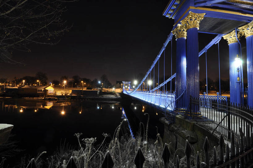 无人,横图,室外,夜晚,建筑,联系,运输,摄影,吊桥,照亮,格拉斯哥,彩图