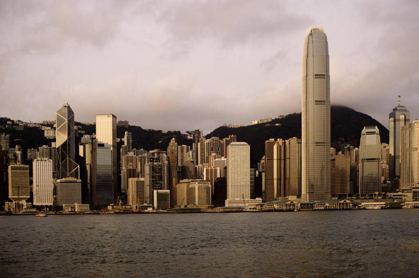 无人,横图,室外,白天,日出,山,水,天际线,建筑,摩天大楼,香港,摄影,市区,金融区,彩图,海港