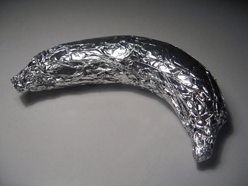 无人,横图,俯视,特写,香蕉,英国,包装,首都,书桌,饮食,一个,摄影,单个,保护,铝箔,彩图,高角度拍摄