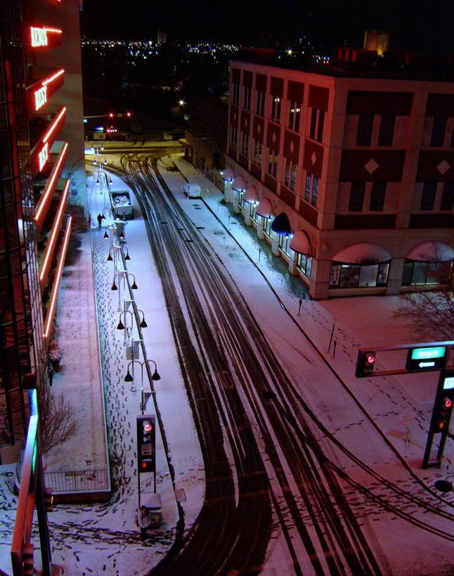 无人,竖图,俯视,室外,夜晚,雪,城市,街道,路灯,汽车,美国,冬天,寒冷,摄影,里诺,彩图,高角度拍摄