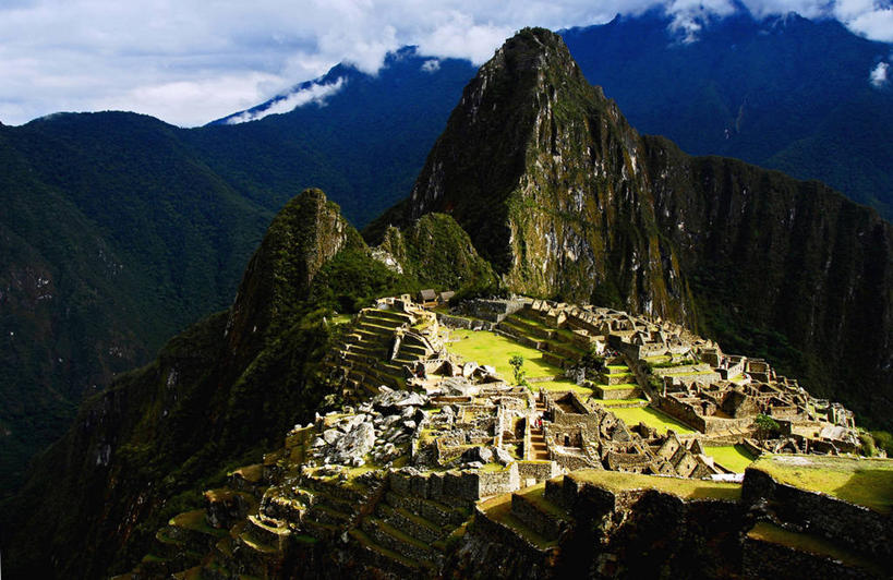 无人,横图,俯视,室外,白天,山脉,建筑,日光,秘鲁,山顶,树荫,宏伟,摄影,宁静,马丘比丘,古代文明,彩图,高角度拍摄,过去