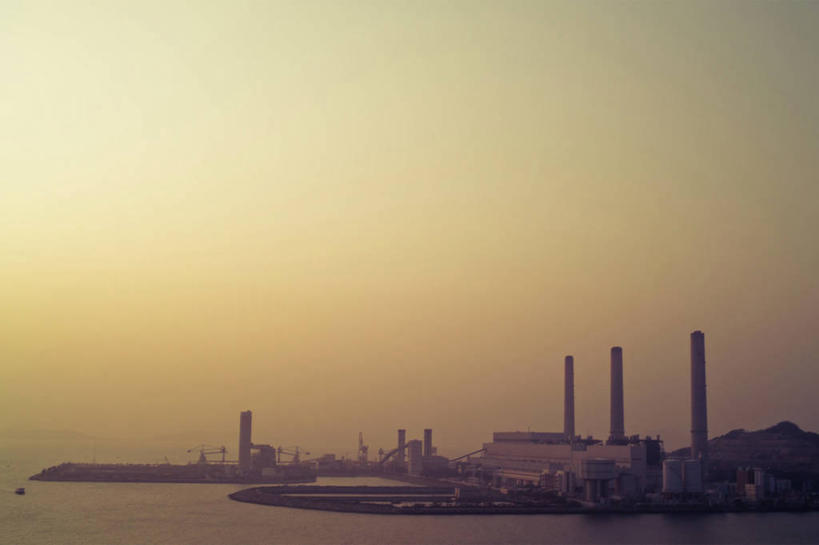 无人,横图,室外,烟囱,海洋,香港,天空,黄昏,发电站,工业,摄影,能源,剪影,彩图