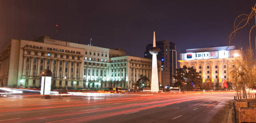 无人,横图,全景,室外,夜晚,长时间曝光,建筑,首都,地标建筑,摄影,照亮,布加勒斯特,彩图