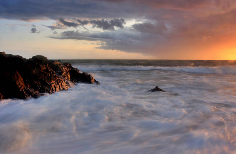 无人,横图,室外,长时间曝光,海浪,日落,爱尔兰,海岸线,河岸,水平线,云,风景,摄影,宁静,海景,韦克斯福德郡,岩石,彩图