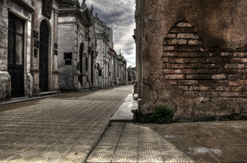 无人,横图,室外,白天,建筑,阿根廷,砖,墙,古城,角落,人行道,首都,墓地,摄影,坟墓,破败,彩图