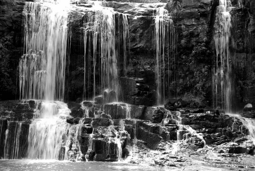 无人,横图,黑白,室外,白天,河流,美景,瀑布,景观,悬崖,树,风景,小溪,自然,景色,摄影,自然风光,圣卡塔琳娜,岩石