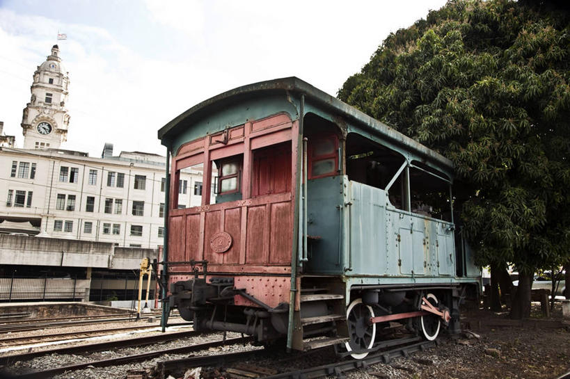 无人,横图,室外,特写,白天,旅途,技术,建筑,路,铁路,巴西,数字,轨道,公共交通,交通,铁轨,历史,树,运输,摄影,古董,怀旧,记忆,机车,圣保罗,蒸汽机车,彩图,过去