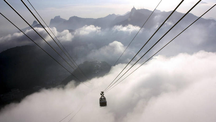 无人,横图,室外,白天,巴西,云,联系,缆车,天空,交通工具,运输,摄影,里约热内卢,索道,里约热内卢州,缆索铁路,甜面包山,彩图,旅行