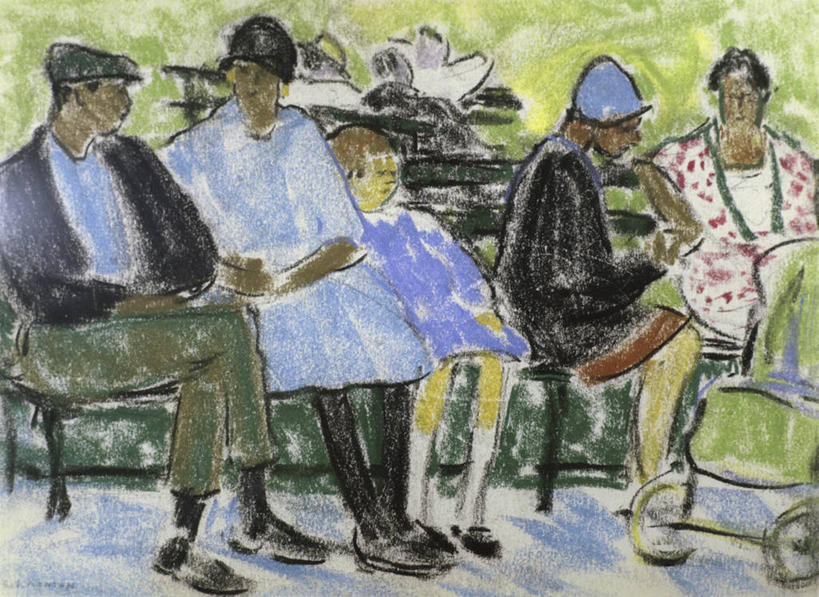 儿童,成年人,公园,坐,横图,插画,室外,白天,正面,绘画,数码,科技,帽子,椅子,五个人,阴影,艺术,并排,网络,长椅,高光,几何,计算机图形,古典,合成,图画,休闲装,文化,蜡笔画,画,工艺品,品味,放松,美术,电脑合成图,数码合成图,高雅,合成图,手艺,漫画,写实,具体,具象,美学,折叠童车,美术工艺,男人,女孩,女人,彩图,软帽