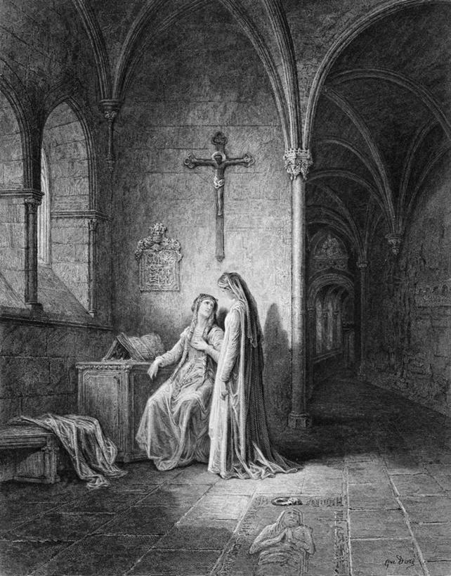 成年人,两个人,画家,教堂,站,坐,竖图,黑白,插画,室内,白天,绘画,数码,科技,建筑,阴影,艺术,网络,十字架,拱门,高光,几何,计算机图形,古典,合成,图画,文化,画,工艺品,品味,宗教,回廊,协助,美术,电脑合成图,数码合成图,高雅,基督教,合成图,宗教建筑,关爱,文学,修道院,漫画,写实,具体,具象,美学,美术工艺,古斯塔夫.多雷,修女,传统服装