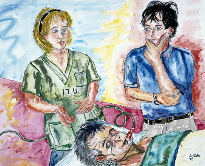 成年人,三个人,病人,护士,医院,横图,插画,室内,数码,科技,阴影,网络,高光,几何,计算机图形,合成,图画,画,电脑合成图,数码合成图,氧气面罩,合成图,关爱,漫画,恢复,写实,具体,具象,加护病房,男人,女人,半身,彩图