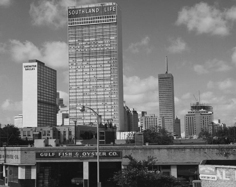 无人,横图,黑白,室外,白天,建筑,路灯,美国,办公大楼,摄影,英文字母,发展,德克萨斯,达拉斯市,繁荣