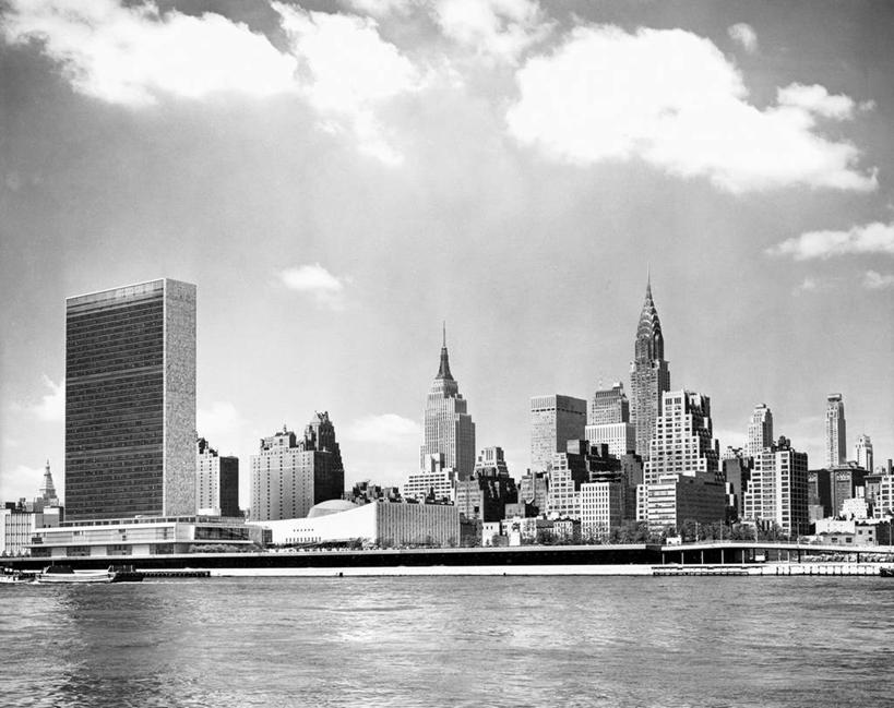 无人,横图,黑白,室外,白天,天际线,建筑,摩天大楼,纽约,美国,云,曼哈顿,历史,摄影,市区,纽约州,东河