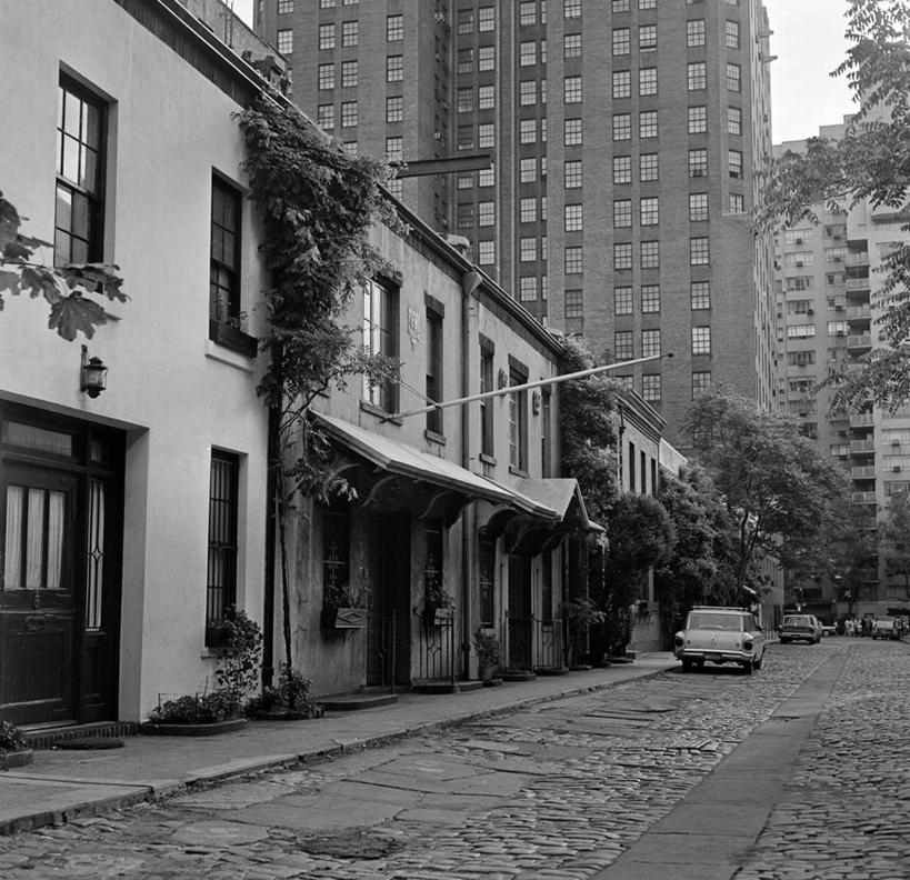 无人,横图,方图,黑白,室外,白天,城市,建筑,街道,纽约,美国,房屋,公寓,摄影,纽约州,格林威治村,居住区