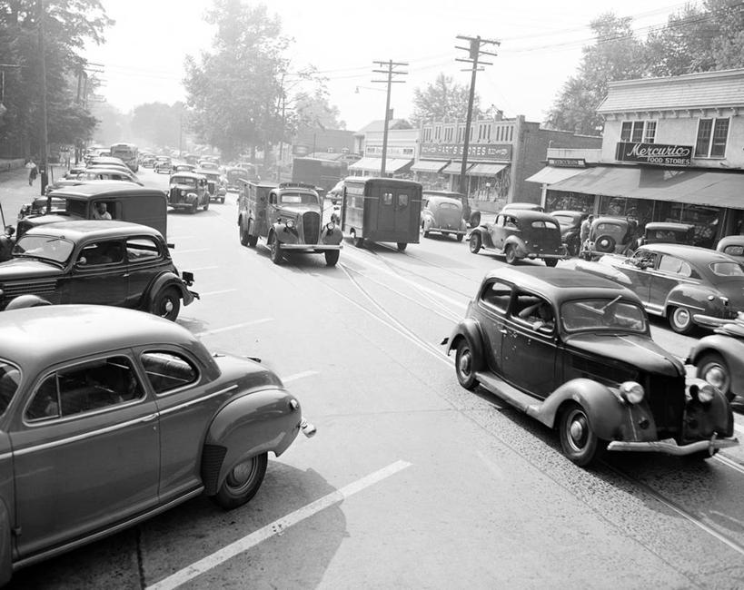 横图,黑白,室外,白天,城市,道路,街道,路,公路,汽车,日光,美国,交通,摄影,康涅狄格州,费尔菲尔德,马路