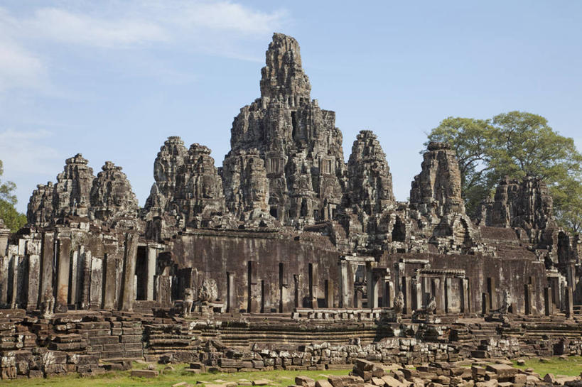 无人,寺庙,横图,室外,白天,建筑,柬埔寨,历史,树,天空,地标建筑,摄影,宗教,佛教,巨大,庞大,宗教建筑,吴哥寺,暹粒,宏大,硕大,伟大,巴扬寺,古代文明,灵性,大吴哥城,吴哥,彩图,传统文化,联合国教科文组织,柬埔寨文化