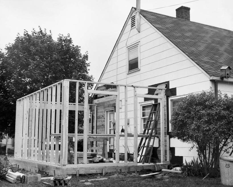 无人,横图,黑白,室外,白天,建筑业,烟囱,植物,装修,建筑,木制,木材,房屋,树,天空,摄影,生长,住房,发展,建筑结构