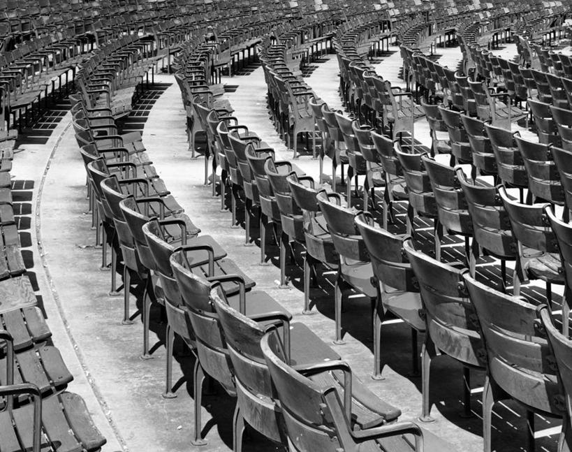 无人,横图,黑白,室外,白天,重复,一排,丰富,整齐,看台,体育场,座位,排列,摄影,队列