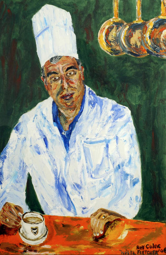 成年人,头发,一个人,站,竖图,插画,室内,正面,制服,绘画,数码,科技,厨房,仅一个男性,吊挂,悬挂,阴影,艺术,网络,咖啡杯,高光,几何,计算机图形,古典,挂,合成,图画,拿着,文化,画,工艺品,品味,职业,签名,美术,电脑合成图,数码合成图,高雅,合成图,肖像,厨师帽,厨师服,漫画,写实,具体,具象,美学,主厨,茶杯,半身,彩图,灶间,商用厨房