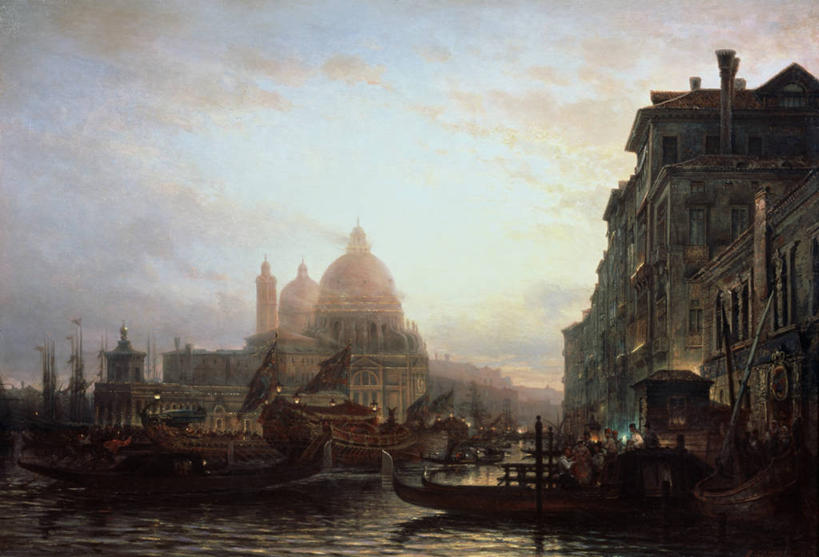 教堂,横图,插画,室外,白天,绘画,数码,科技,日出,船,油画,日光,意大利,威尼斯,阴影,艺术,网络,高光,几何,计算机图形,古典,合成,图画,文化,画,工艺品,交通工具,品味,运河,美术,电脑合成图,数码合成图,高雅,舟,合成图,圆顶建筑,载具,漫画,意大利文化,写实,具体,具象,美学,圣玛莉亚安泰教堂,彩图