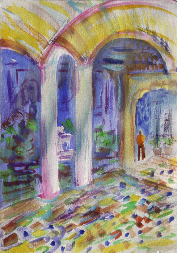 一个人,竖图,插画,室外,白天,商务,绘画,数码,科技,城市,建筑,阴影,艺术,网络,柱子,拱门,市场,高光,几何,计算机图形,古典,合成,图画,文化,画,工艺品,品味,零售,颜料,美术,电脑合成图,数码合成图,高雅,合成图,科尔多巴,漫画,写实,具体,具象,美学,美术工艺,步行,彩图,街市