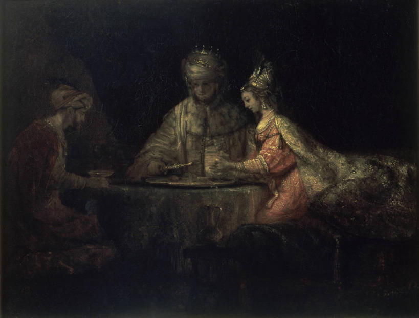 葡萄酒,成年人,三个人,人群,坐,横图,插画,室内,绘画,数码,科技,桌子,倒,阴影,神话,艺术,网络,头巾,高光,几何,计算机图形,古典,合成,图画,拿着,注视,文化,画,工艺品,观察,看,品味,财富,宗教,观看,美术,电脑合成图,数码合成图,察看,高雅,基督教,合成图,关注,漫画,巴洛克风格,皇室,写实,具体,具象,美学,耳饰,繁荣,旧约,伦勃朗,女人,王冠,半身,彩图