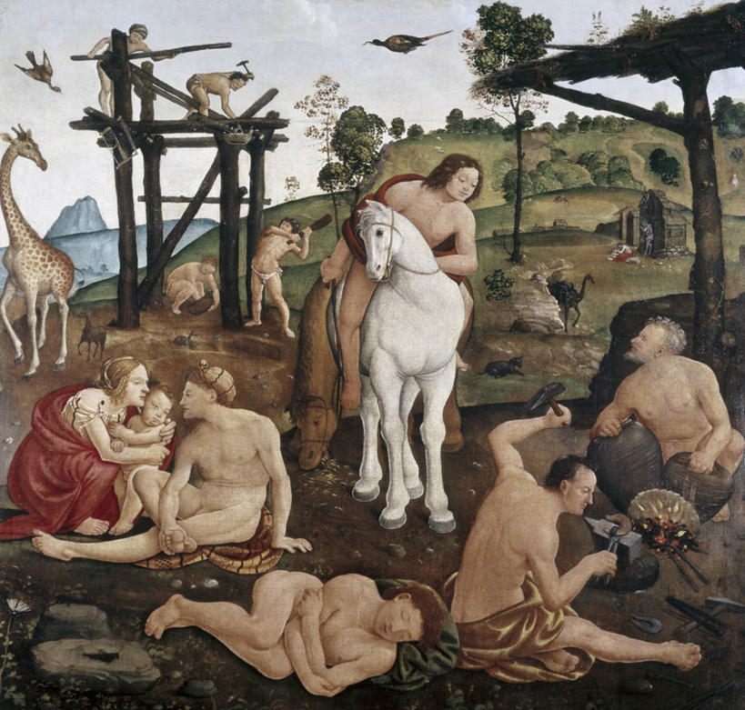 成年人,裸体,人群,横图,插画,室外,白天,绘画,数码,科技,山,长颈鹿,阴影,神话,艺术,网络,高光,几何,计算机图形,古典,文艺复兴,合成,图画,文化,画,天空,自然,工艺品,品味,协调,美术,电脑合成图,数码合成图,高雅,合成图,漫画,写实,具体,具象,美学,火神,男人,女人,彩图