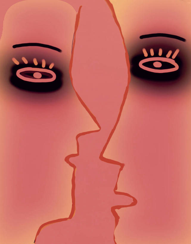 成年人,两个人,竖图,插画,特写,侧面,抽象,绘画,通讯,数码,科技,对抗,连接,阴影,粉色背景,艺术,网络,高光,几何,计算机图形,古典,浪漫,合成,图画,文化,画,粉色,工艺品,品味,面对面,人体,美术,电脑合成图,数码合成图,高雅,合成图,漫画,计算机制图,写实,具体,具象,美学,一致,美术工艺,年轻男性,年轻女性,年轻人,彩图,爱,瘀伤,乌青块