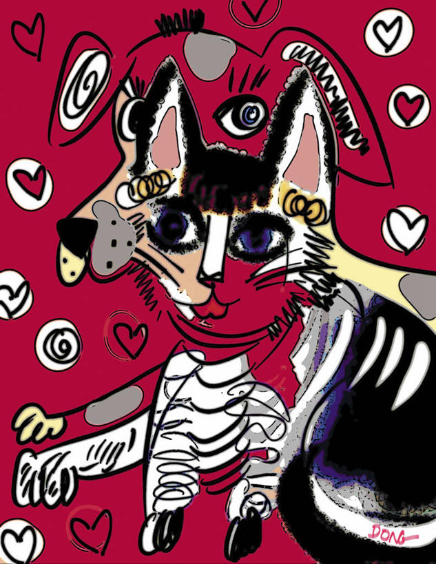 无人,竖图,插画,绘画,友谊,数码,科技,宠物,狗,猫,阴影,红色背景,艺术,网络,高光,几何,计算机图形,古典,合成,图画,文化,现代,画,动物,工艺品,品味,两只,家畜,美术,电脑合成图,数码合成图,高雅,合成图,漫画,计算机制图,写实,具体,具象,美学,想法,心型,半身,彩图