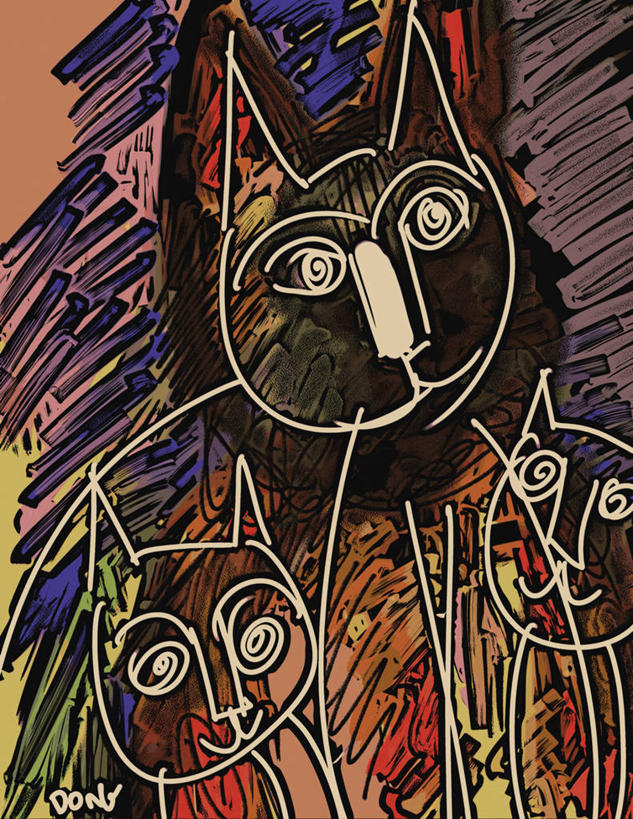 无人,竖图,插画,正面,绘画,数码,科技,宠物,猫,三只,阴影,艺术,网络,小猫,高光,几何,计算机图形,古典,合成,图画,文化,现代,画,动物,工艺品,品味,家畜,轮廓,美术,电脑合成图,数码合成图,高雅,合成图,漫画,计算机制图,写实,具体,具象,美学,想法,半身,彩图