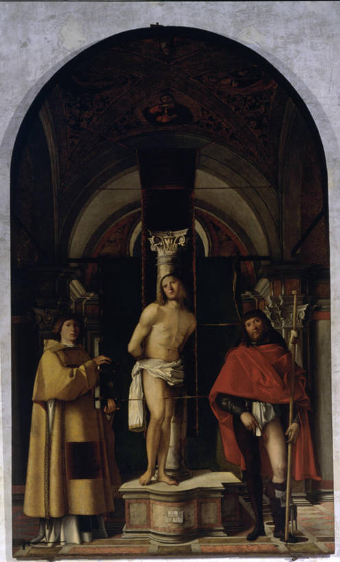 成年人,三个人,人群,站,竖图,插画,室内,绘画,数码,科技,阴影,艺术,网络,拱门,高光,几何,计算机图形,古典,文艺复兴,合成,图画,文化,画,工艺品,品味,宗教,美术,电脑合成图,数码合成图,高雅,基督教,合成图,漫画,写实,具体,具象,美学,圣人,圣塞巴斯蒂安,彩图,殉道者