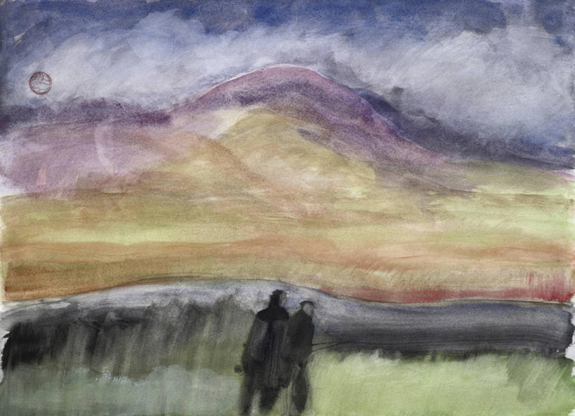 两个人,横图,插画,室外,旅游,度假,绘画,神秘,数码,科技,美景,山脉,阴影,朦胧,模糊,艺术,网络,地形,景观,田地,云,高光,几何,计算机图形,古典,合成,图画,文化,娱乐,现代,画,风景,天空,自然,工艺品,品味,享受,休闲,景色,放松,颜料,美术,电脑合成图,数码合成图,午夜,高雅,合成图,自然风光,剪影,漫画,写实,具体,具象,美学,想法,美术工艺,步行,彩图