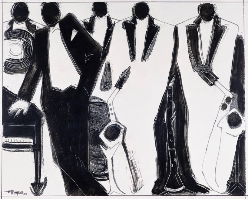 成年人,人群,音乐家,站,横图,插画,夜晚,抽象,数码,科技,五个人,一排,表演,阴影,套装,服装,正装,整齐,网络,领结,钢琴,单簧管,管乐器,乐器,萨克斯,高光,几何,计算机图形,音乐,合成,图画,拿着,表演者,吹气,画,排列,严肃,协调,电脑合成图,数码合成图,爵士乐,创造力,享乐,神圣,合成图,队列,手插袋,音乐人,漫画,燕尾服,写实,具体,具象,技能,认真,乐师,演奏家,音乐工作者,插兜,手插兜,彩图,礼服,刮板,手抄兜