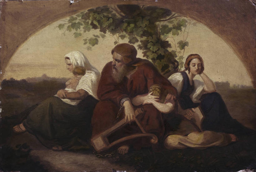 儿童,成年人,老年人,人群,坐,哭,横图,插画,室外,白天,绘画,数码,科技,五个人,阴影,艺术,网络,高光,几何,计算机图形,古典,合成,图画,文化,画,工艺品,品味,美术,电脑合成图,数码合成图,高雅,绝望,合成图,漫画,犹太教,写实,具体,具象,美学,悲哀,七弦琴,巴比伦,悲痛,旧约,老年男性,老年女性,男人,男性,女孩,女人,女性,彩图