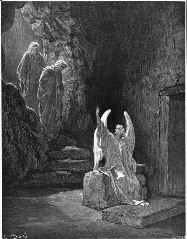 成年人,三个人,人群,画家,坐,举,竖图,插画,室内,数码,科技,天使,阴影,朦胧,模糊,网络,长袍,高光,几何,计算机图形,合成,图画,扭头,注视,画,观察,看,托,转头,宗教,洞穴,观看,电脑合成图,数码合成图,察看,坟墓,基督教,合成图,关注,漫画,写实,具体,具象,古斯塔夫.多雷,步行,举起,举手,举着,向上举,向上伸,向上托,彩图,雕刻术