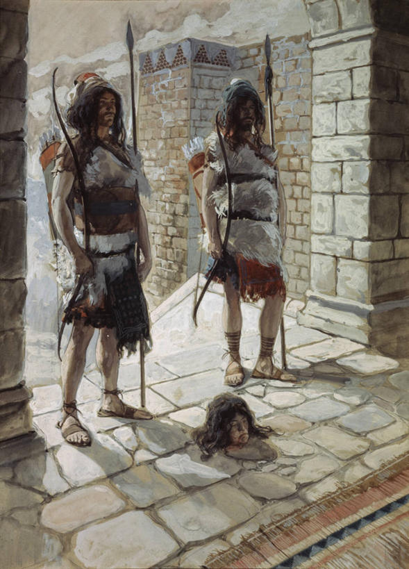 成年人,头,两个人,站,竖图,插画,室内,白天,绘画,数码,科技,阴影,艺术,并排,网络,门口,高光,几何,计算机图形,古典,合成,图画,历史,文化,画,工艺品,品味,武器,人体,宗教,美术,死亡,电脑合成图,数码合成图,高雅,基督教,合成图,漫画,矛,谋杀,写实,具体,具象,美学,殒命,灭亡,旧约,箭袋,美术工艺,头部,彩图,传统服装