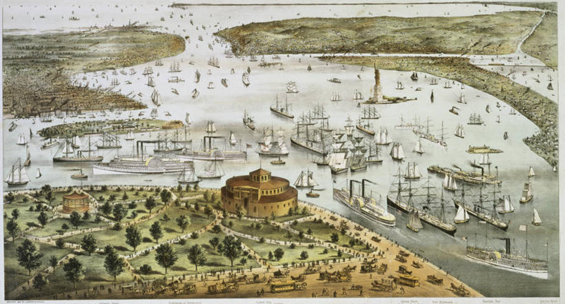 无人,横图,俯视,插画,室外,白天,数码,科技,船,纽约,美国,阴影,印刷,网络,高光,几何,计算机图形,合成,图画,哈德逊河,画,生长,电脑合成图,数码合成图,合成图,渡轮,客船,漫画,发展,写实,具体,具象,纽约港,彩图,高角度拍摄,电池,平版印刷