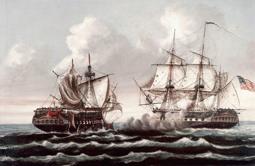 无人,吸烟,横图,插画,室外,白天,绘画,数码,科技,射击,海洋,美国,对抗,阴影,艺术,冲突,网络,云,高光,几何,计算机图形,古典,合成,图画,历史,文化,画,工艺品,波浪,品味,战争,美术,电脑合成图,数码合成图,高雅,合成图,海军,漫画,战船,写实,具体,具象,美学,支配,美术工艺,彩图,美国海军,美国宪法,英国海军,英国皇家海军