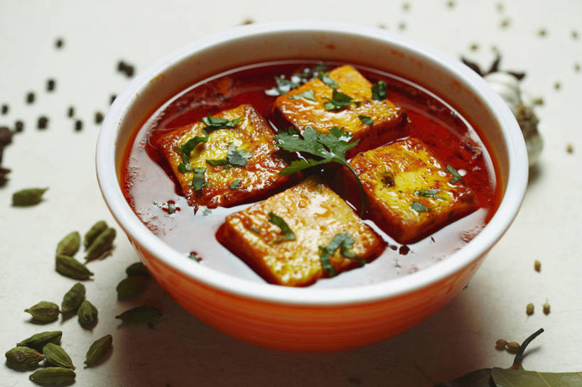 豆腐,无人,横图,白色背景,餐具,汤,香料,饮食,碗,摄影,膳食,清新,健康食物,开胃酱,彩图,影棚拍摄