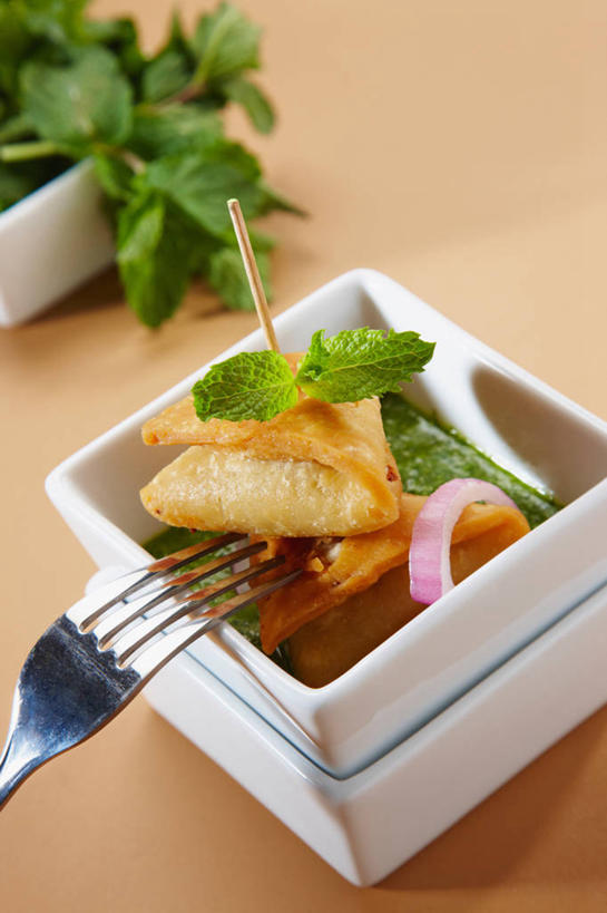 无人,竖图,俯视,室内,特写,叉,蘸料,饮食,盘子,碗,摄影,创造力,简单,清新,汤圆,健康食物,印度文化,三角饺,彩图,高角度拍摄,装饰菜