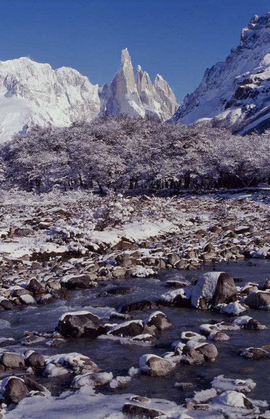 无人,横图,室外,河流,山,山脉,水,雪,日光,阿根廷,冰,山顶,云,冬天,尖顶,天空,小溪,黄昏,南美,安静,寒冷,摄影,宁静,国家公园,早晨,冰河,万里无云,莫雷诺冰川,圣克鲁斯省,彩图
