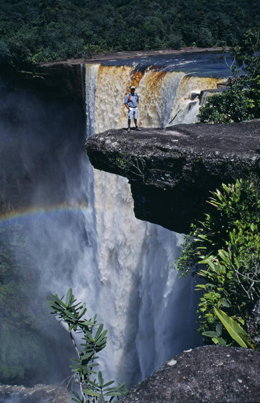 无人,竖图,室外,彩虹,瀑布,水,雾,日光,圭亚那,反射,地形,悬崖,风景,南美,摄影,国家公园,沙岩,彩图