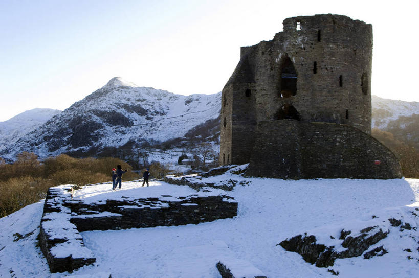 无人,横图,室外,雪,英国,欧洲,城堡,冬天,塔,摄影,要塞,威尔士,英国文化,彩图,旅行,斯诺登峰,北威尔士