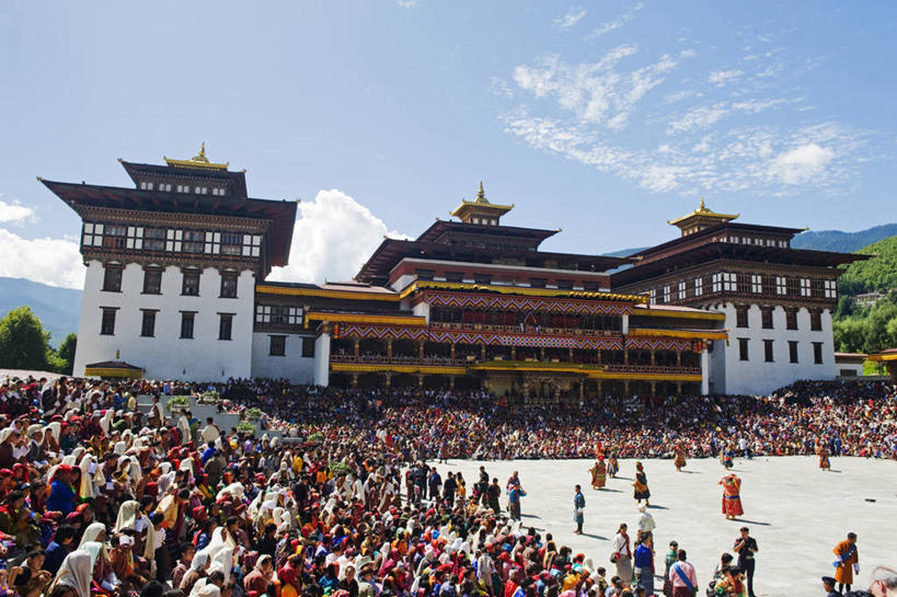 横图,室外,白天,旅游,建筑,不丹,亚洲,首都,摄影,宗教,佛教,要塞,群众,廷布,彩图,旅行,传统文化