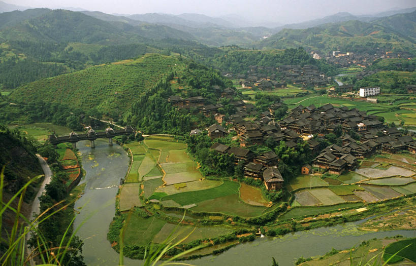 无人,横图,建筑,亚洲,桥,少数民族,摄影,广西,侗族,三江,彩图,旅行