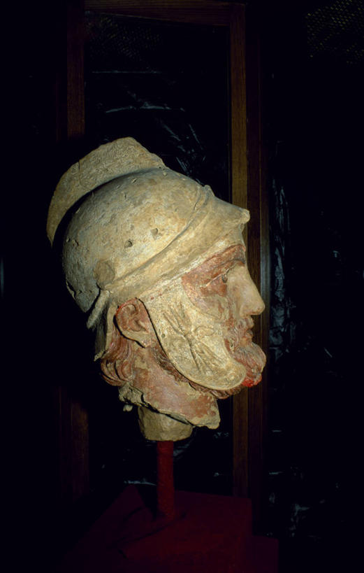 成年人,无人,博物馆,竖图,雕塑,土库曼斯坦,亚洲,士兵,艺术,头盔,头饰,历史,古代,人体,摄影,中亚,手艺,丝绸之路,王子,美术工艺,男人,彩图