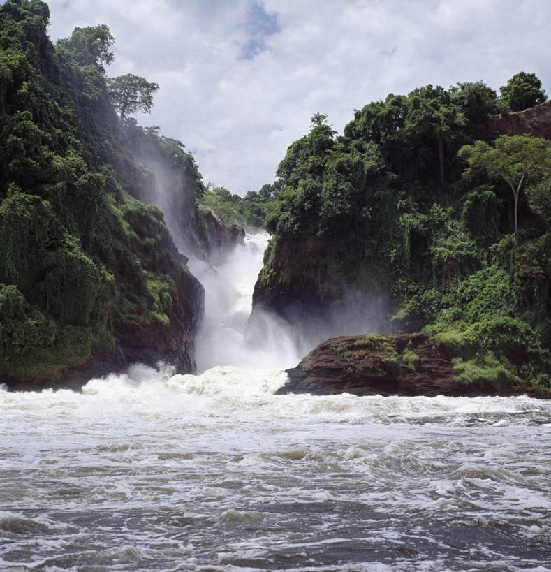 无人,竖图,室外,河流,瀑布,水,峡谷,尼罗河,非洲,乌干达,地形,山谷,摄影,流动,落下,岩石,彩图