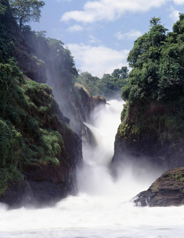 无人,竖图,室外,河流,瀑布,水,峡谷,尼罗河,非洲,乌干达,地形,山谷,摄影,流动,落下,岩石,彩图