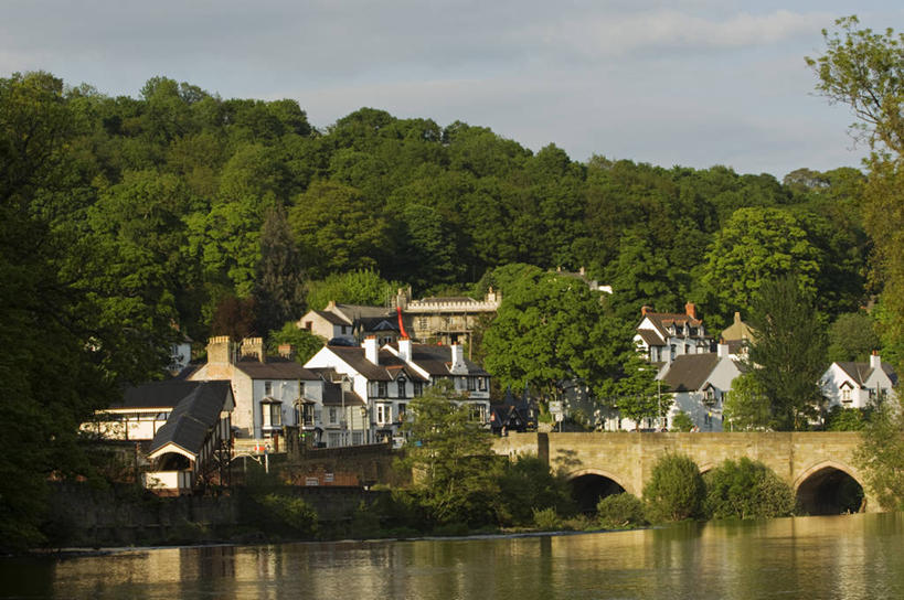 无人,横图,室外,水,日光,英国,地形,乡村,桥,历史,树,摄影,威尔士,登比郡,彩图,迪河,横越,北威尔士